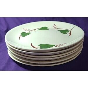 6 Pieces - SOUTHERN POTTERIES BLUE RIDGE STANHOME IVY  9 1/2" DINNER PLATES